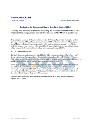 AN632 datasheet - Evaluating the Accuracy of Maxim Real-Time Clocks (RTCs)