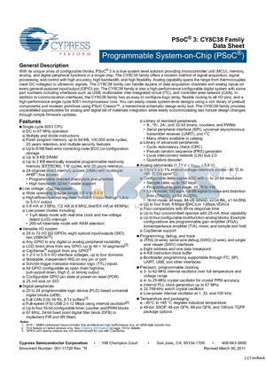 CY8C3865LTI-024 datasheet - Programmable System-on-Chip (PSoC^)