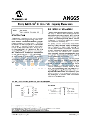 AN645 datasheet - USING KEELOQ^ TO GENERATE HOPPING PASSWORDS