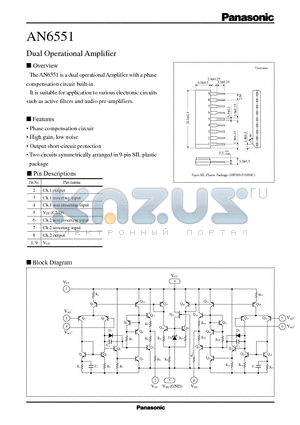 AN6551 datasheet - Dual Operational Amplifier