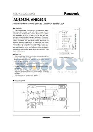 AN6262 datasheet - Pause Detection Circuits of Radio Cassette, Cassette Deck