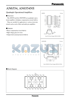 AN6554 datasheet - Quadruple Operational Amplifiers