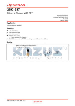 2SK1337 datasheet - Silicon N Channel MOS FET