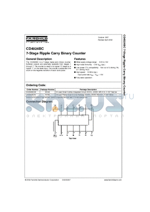 CD4024 datasheet - 7-Stage Ripple Carry Binary Counter