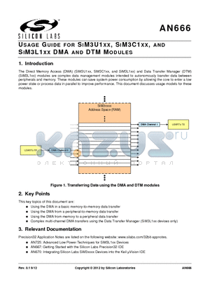 AN666 datasheet - USAGE GUIDE FOR SIM3U1XX, SIM3C1XX, AND SIM3L1XX DMA AND DTM MODULES
