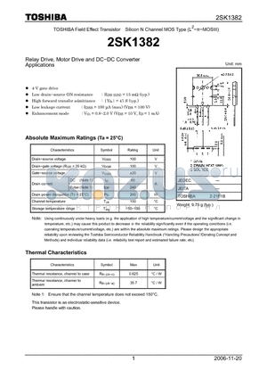2SK1382_06 datasheet - N CHANNEL MOS TYPE (HIGH SPEED SWITCHING, RELAY DRIVE, MOTOR DRIVE AND DC-DC CONVERTER APPLICATIONS)