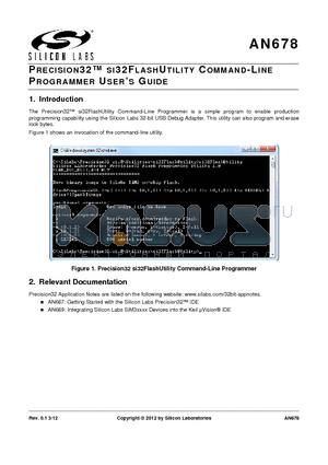 AN678 datasheet - PRECISION32 SI32FLASHUTILITY COMMAND-LINE PROGRAMMER