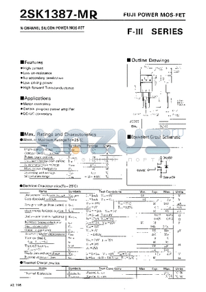 2SK1387-MR datasheet - N-CHANNEL SILICON POWER MOSFET
