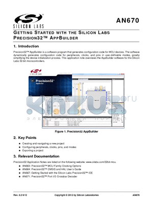 AN670 datasheet - GETTING STARTED WITH THE SILICON LABS PRECISION32 APPBUILDER