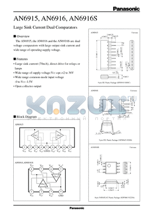 AN6915 datasheet - Large Sink Current Dual Comparators