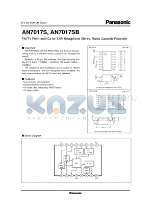 AN7017S datasheet - FM/TV Front-end ICs for 1.5V Headphone Stereo, Radio Cassette Recorder