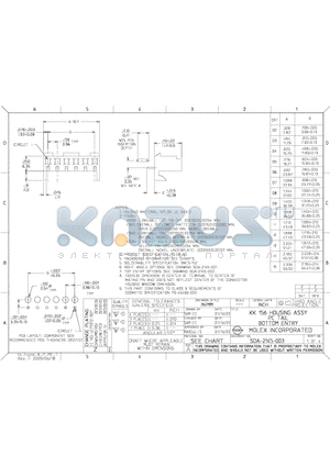 09-52-2038 datasheet - KK 156 PCB ASSY 2145 BOTTOM ENTRY SERIES