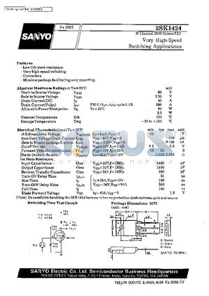 2SK1424 datasheet - Very High-Speed Switching Applications