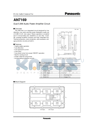 AN7169 datasheet - Dual 5.8W Audio Power Amplifier Circuit