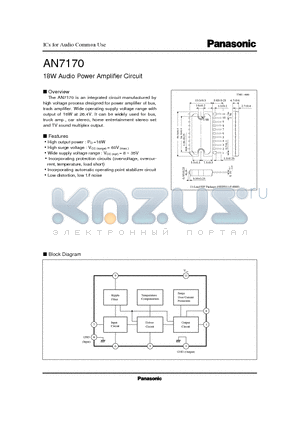 AN7170 datasheet - 18W Audio Power Amplifier Circuit