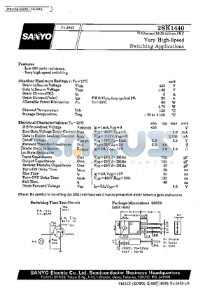 2SK1440 datasheet - Very High-Speed Switching Applications