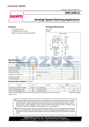 2SK1445LS datasheet - Ultrahigh-Speed Switching Applications