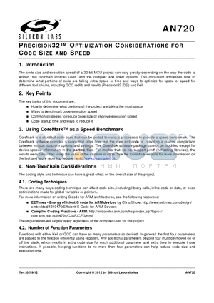 AN720 datasheet - PRECISION32 OPTIMIZATION CONSIDERATIONS FOR CODE SIZE AND SPEED