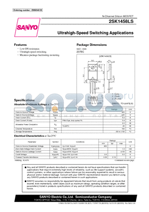 2SK1458LS datasheet - Ultrahigh-Speed Switching Applications