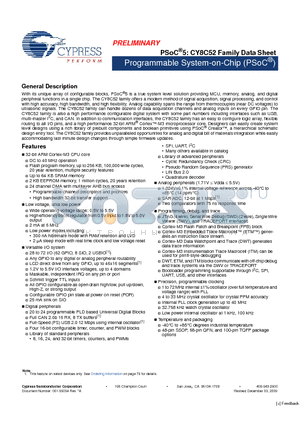 CY8C5248PVI-024 datasheet - Programmable System-on-Chip (PSoC)