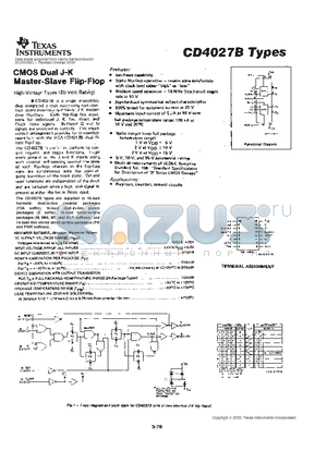 CD4027BM datasheet - CMOS DUAL J-K MASTER-SLAVER FLIP-FLOP