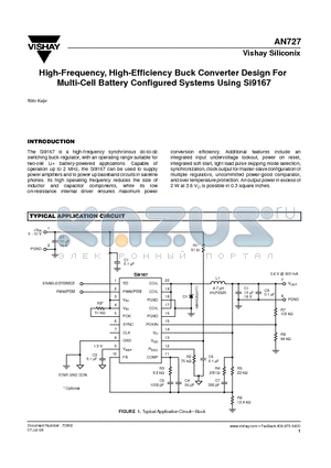 AN727 datasheet - High-Frequency, High-Efficiency Buck Converter Design For Multi-Cell Battery Configured Systems Using Si9167