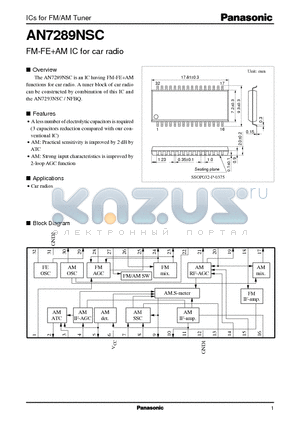 AN7289NSC datasheet - FM-FEAM IC for car radio