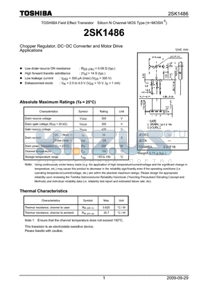 2SK1486_09 datasheet - Chopper Regulator, DC−DC Converter and Motor Drive