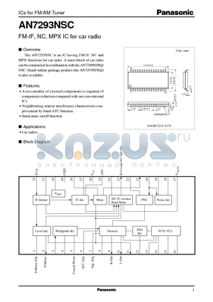 AN7293 datasheet - FM-IF, NC, MPX IC for car radio