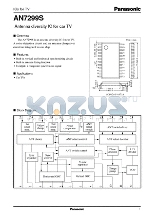 AN7299S datasheet - Antenna diversity IC for car TV