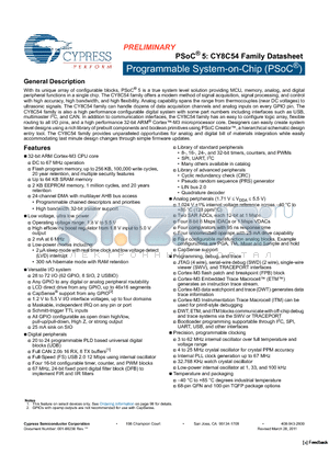 CY8C5466LTI-063 datasheet - Programmable System-on-Chip (PSoC^)