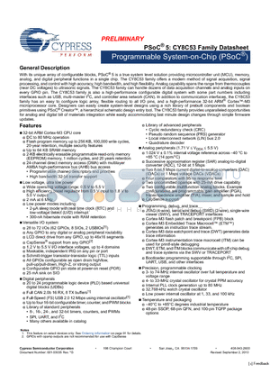 CY8C5385LTI-104 datasheet - Programmable System-on-Chip (PSoC )