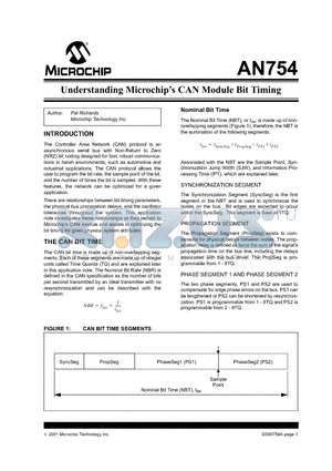 AN754 datasheet - Understanding Microchips CAN Module Bit Timing