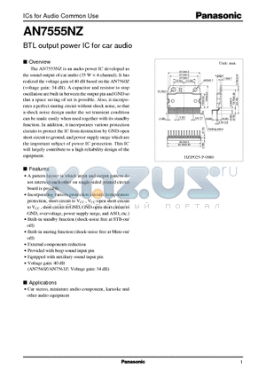 AN7560Z datasheet - BTL output power IC for car audio