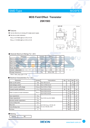 2SK1583 datasheet - MOS Field Effect Transistor