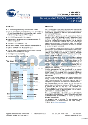 CY8C9540A-24PVXIT datasheet - 20, 40, and 60 Bit I/O Expander with EEPROM