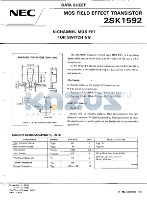 2SK1592 datasheet - N-CHANNEL MOS FET FOR SWITCHING