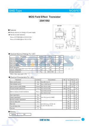 2SK1592 datasheet - MOS Field Effect Transistor