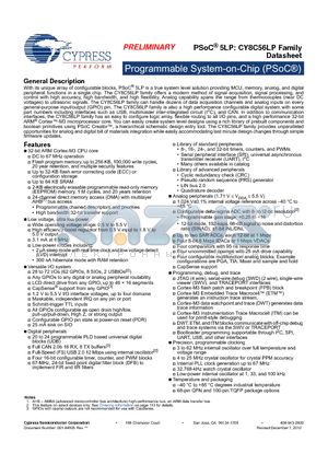 CY8C56LP datasheet - Programmable System-on-Chip (PSoC^)