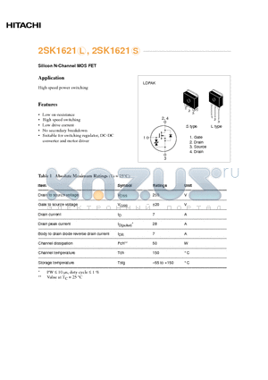 2SK1621L datasheet - Silicon N-Channel MOS FET