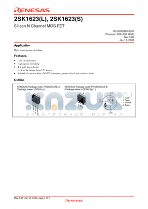 2SK1623L datasheet - Silicon N Channel MOS FET