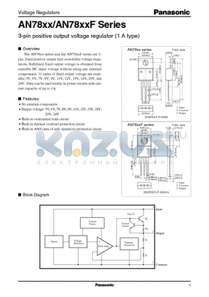 AN7815F datasheet - 3-pin positive output voltage regulator (1 A type)