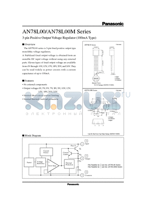 AN78L00M datasheet - 3-pin Positive Output Voltage Regulator 100mA Type