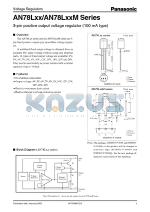 AN78L06 datasheet - 3-pin positive output voltage regulator (100 mA type)