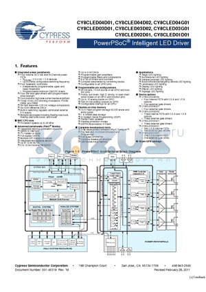 CY8CLED03D01 datasheet - PowerPSoC^ Intelligent LED Driver