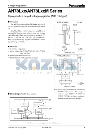 AN78L15 datasheet - 3-pin positive output voltage regulator (100 mA type)