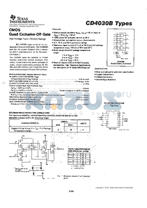 CD4030BE datasheet - CMOS QUAD EXCLUSIVE-OR GATE
