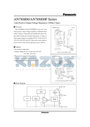 AN78M08F datasheet - 3-pin Positive Output Voltage Regulators 500mA Type