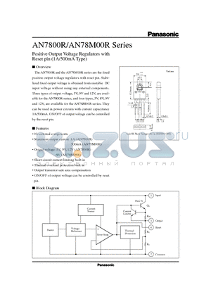 AN78M08R datasheet - Positive Output Voltage Regulators with Reset pin 1A/500mA Type