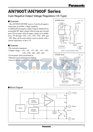 AN7900F datasheet - 3-pin Negative Output Voltage Regulators 1A Type
